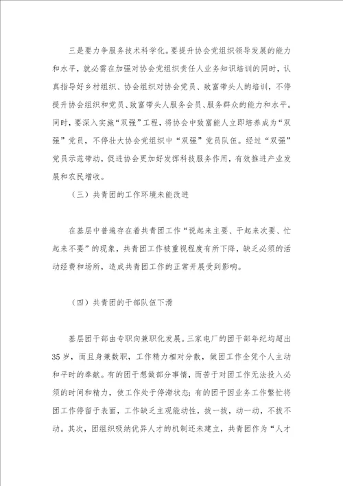 2021年基层共青团工作调研汇报