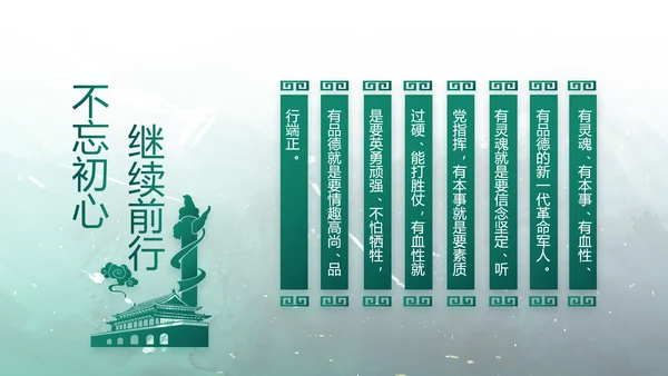 手绘迷彩风八一部队军事部队动态PPT模板