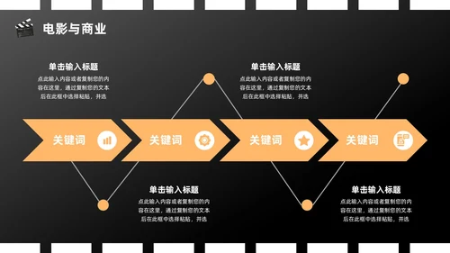 橙色黑色简约创意电影介绍PPT模板