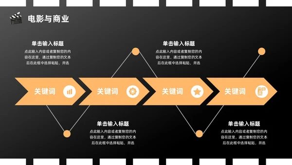 橙色黑色简约创意电影介绍PPT模板