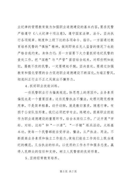 关于加强公安队伍职业道德建设问题的思考 (4).docx