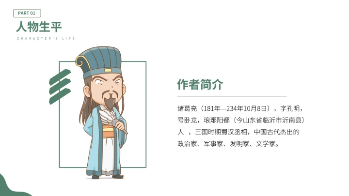 诸葛亮三国古代名人人物介绍PPT