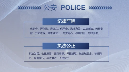 蓝色大气公安警察工作总结计划PPT
