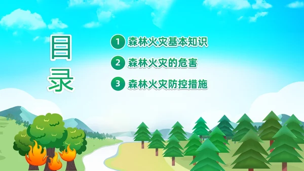 绿色清新卡通儿童321世界森林森林防火知识培训主题班会PP世界森林日