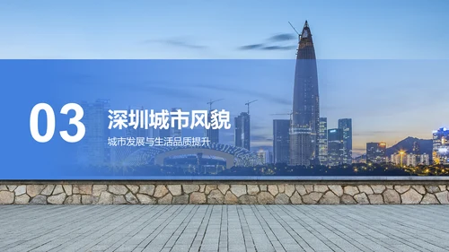蓝色商务风活力深圳：创新之都的崛起之路PPT模板