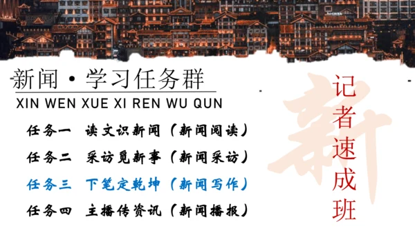 八年级上册 第一单元 任务三：新闻写作  课件(共25张PPT)