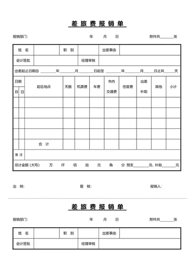 差旅费报销单