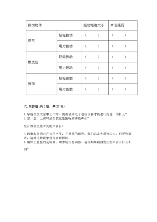 教科版科学四年级上册第一单元声音测试卷（word）.docx