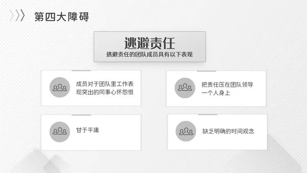 灰色简约商务冷淡风团队协作五大障碍企业培训PPT模板