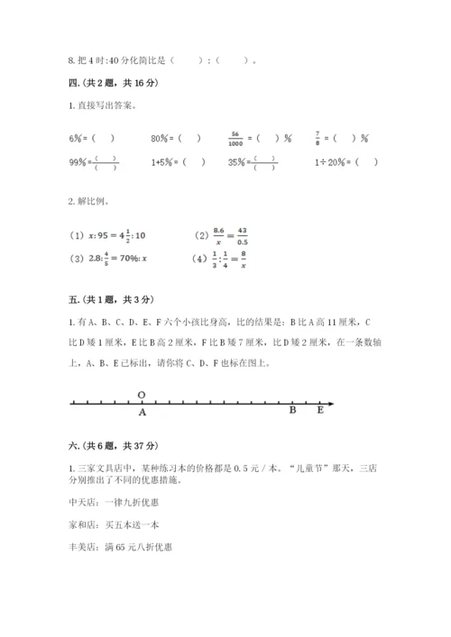 人教版六年级数学下学期期末测试题附答案【预热题】.docx