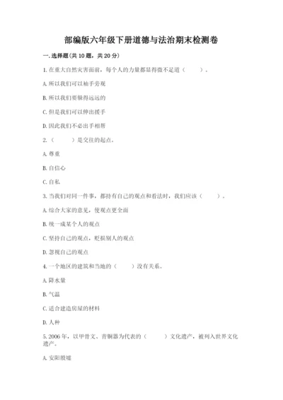 部编版六年级下册道德与法治期末检测卷附完整答案【名师系列】.docx