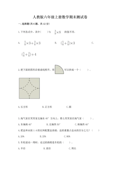 人教版六年级上册数学期末测试卷精品【满分必刷】.docx