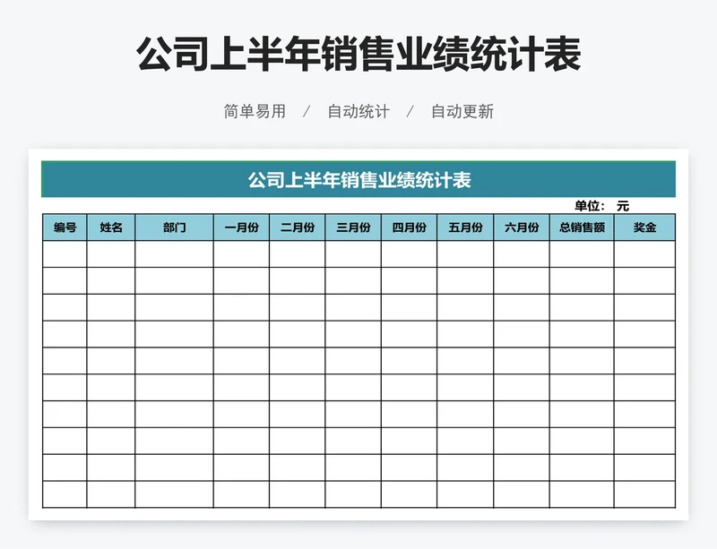 公司上半年销售业绩统计表