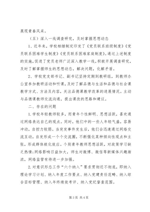 学校党支部关于XX年第一季度意识形态领域研判报告.docx