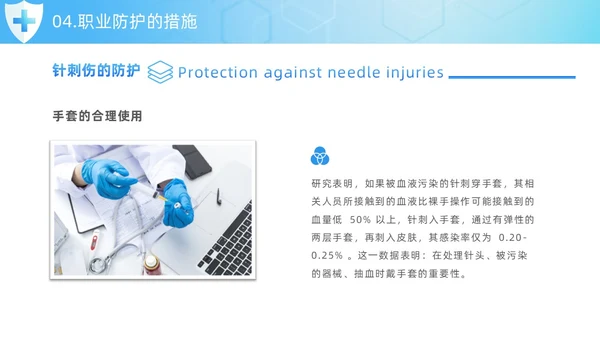 蓝色简约风护士职业安全防护培训PPT模板职业健康知识培训