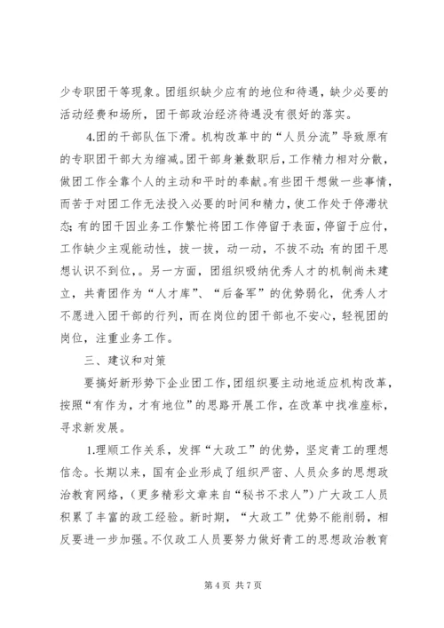 团委关于“企业团组织在国有企业改革发展中的作用”调研课题的情况汇报 (2).docx