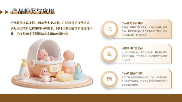 咖色温馨母婴用品产品介绍通用PPT模板