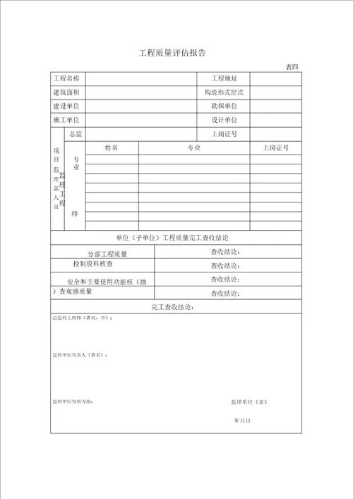 工程项目竣工验收表格