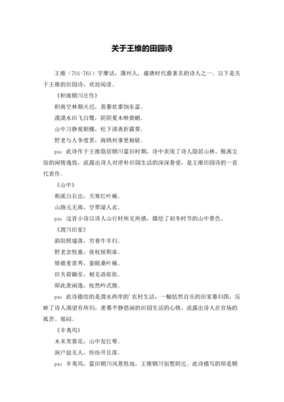 关于王维的田园诗.docx