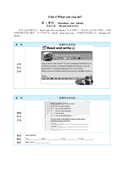 Unit 4 What can you do Part B     Read and write大单