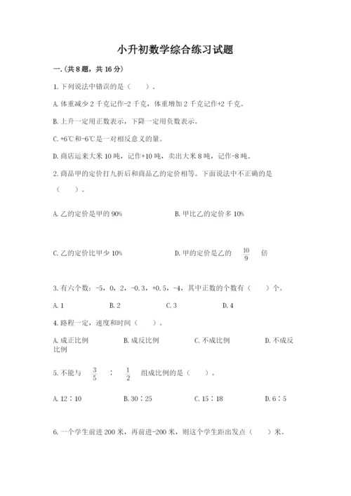 小升初数学综合练习试题（培优a卷）.docx