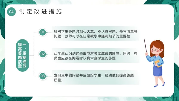 绿色小清新卡通风期中质量分析PPT模板