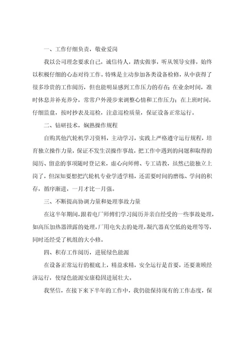 电厂个人工作总结（19篇）
