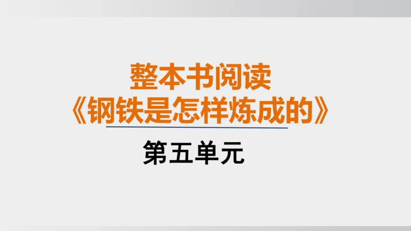 七年级下册语文第五单元整本书阅读 《钢铁是怎样炼成的》课件