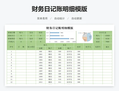 财务日记账明细模版