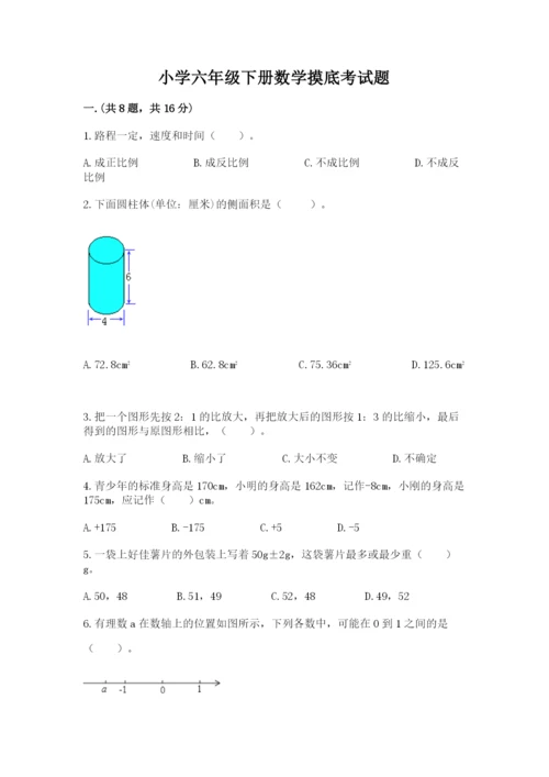 小学六年级下册数学摸底考试题含完整答案（名师系列）.docx