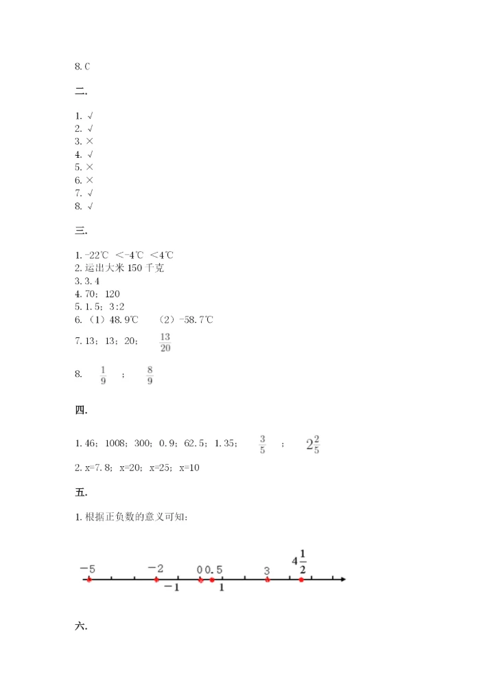 小学毕业班数学检测题及答案1套.docx