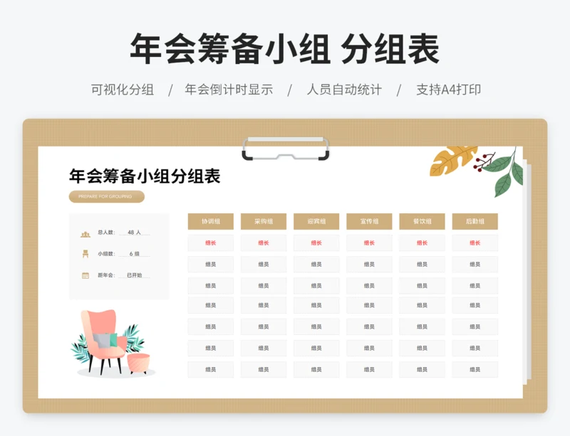 年会筹备小组分组表