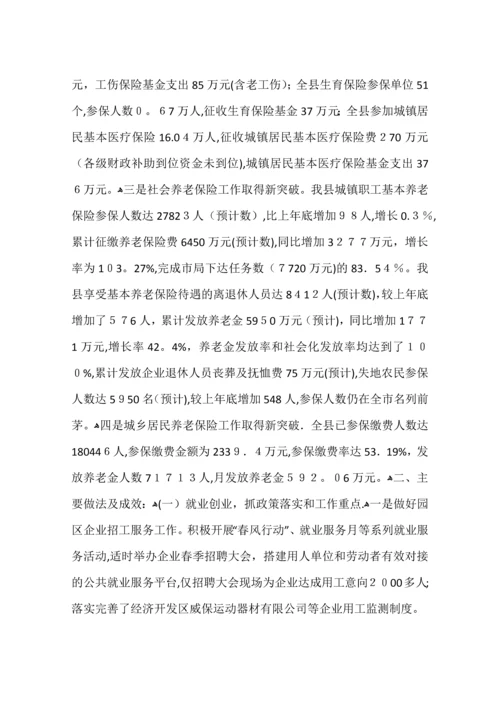 县人力资源和社会保障局工作总结.docx