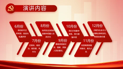 红色党建镇长个人工作总结动态PPT