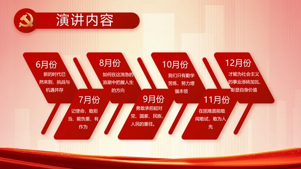红色党建镇长个人工作总结动态PPT