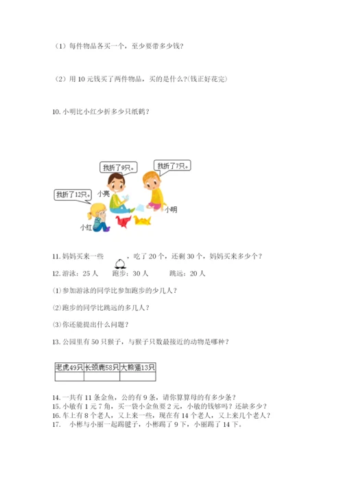 小学一年级下册数学应用题80道（全国通用）.docx