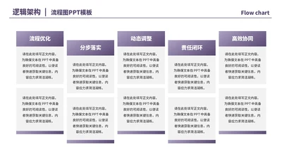 紫色商务风5项流程PPT单页