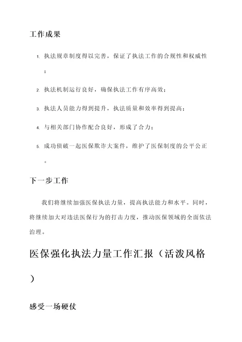 医保强化执法力量工作汇报