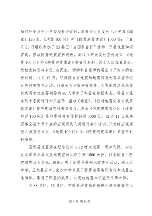 市防震减灾科普宣传工作自查报告.docx