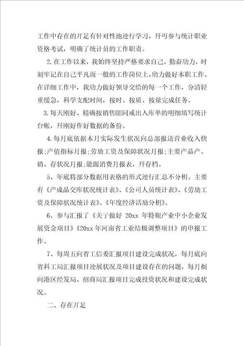 统计员年终个人工作总结例文