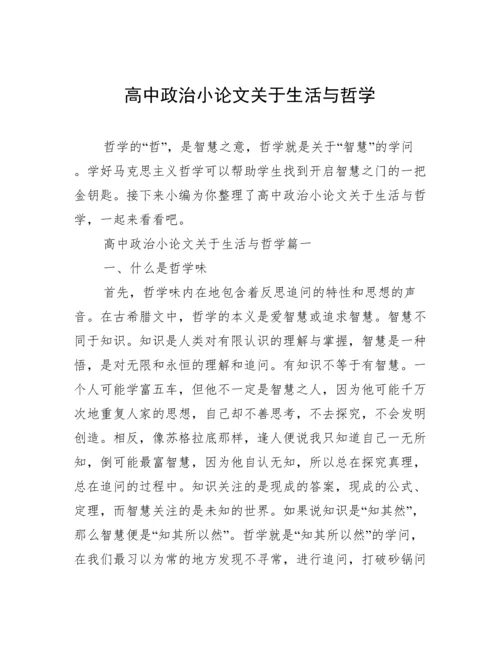 高中政治小论文关于生活与哲学.docx