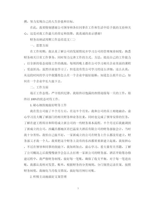 精编之财务出纳试用期工作总结范文2.docx
