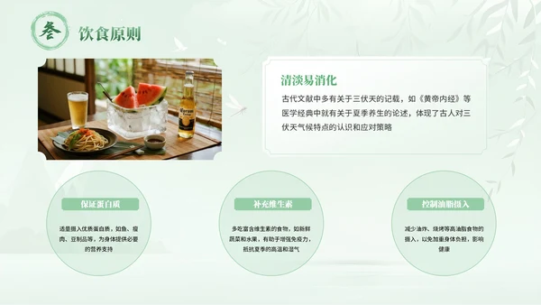 绿色中国风三伏天养生指南PPT模板