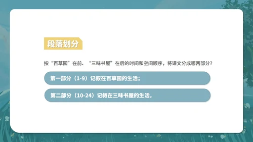 蓝色水彩风语文初一从百草园到三味书屋课件PPT模板
