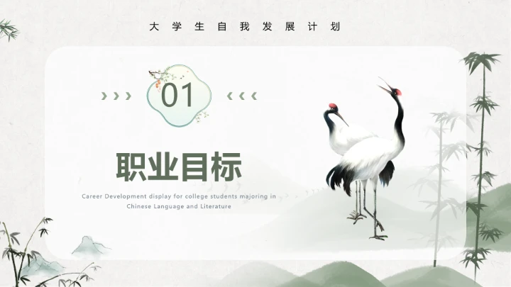 绿竹风汉语言文学专业大学生职业生涯规划发展展示PPT模版