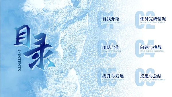 蓝色大气视频励志风迎风破浪无畏前行述职报告PPT模板