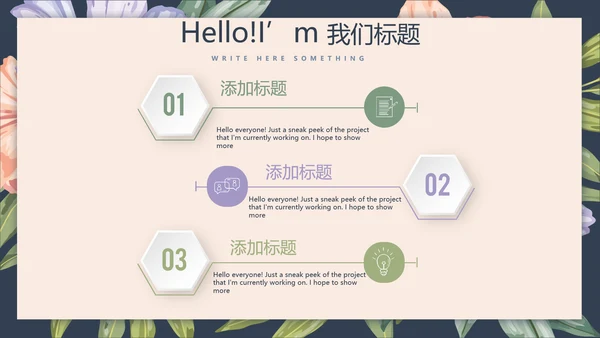 文艺小清新微立体述职报告通用PPT动态模板封面含PS