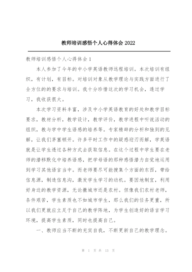 教师培训感悟个人心得体会2022.docx