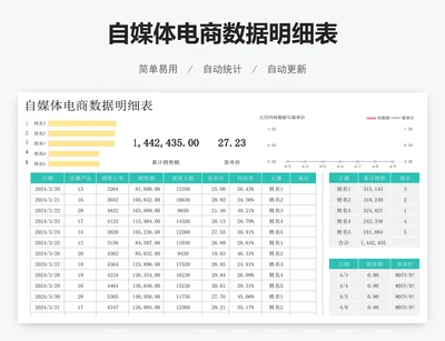 自媒体电商数据明细表
