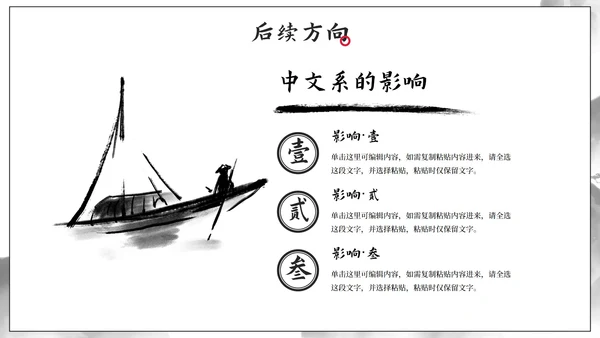 极简国风水墨中文系毕业答辩PPT模板